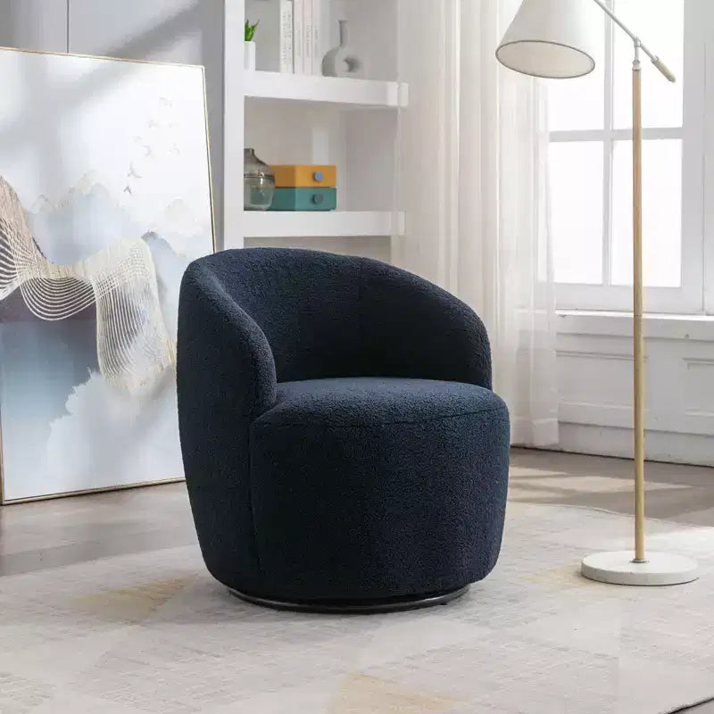 Fauteuil pivotant d'appoint en tissu avec anneau en métal thermolaqué noir