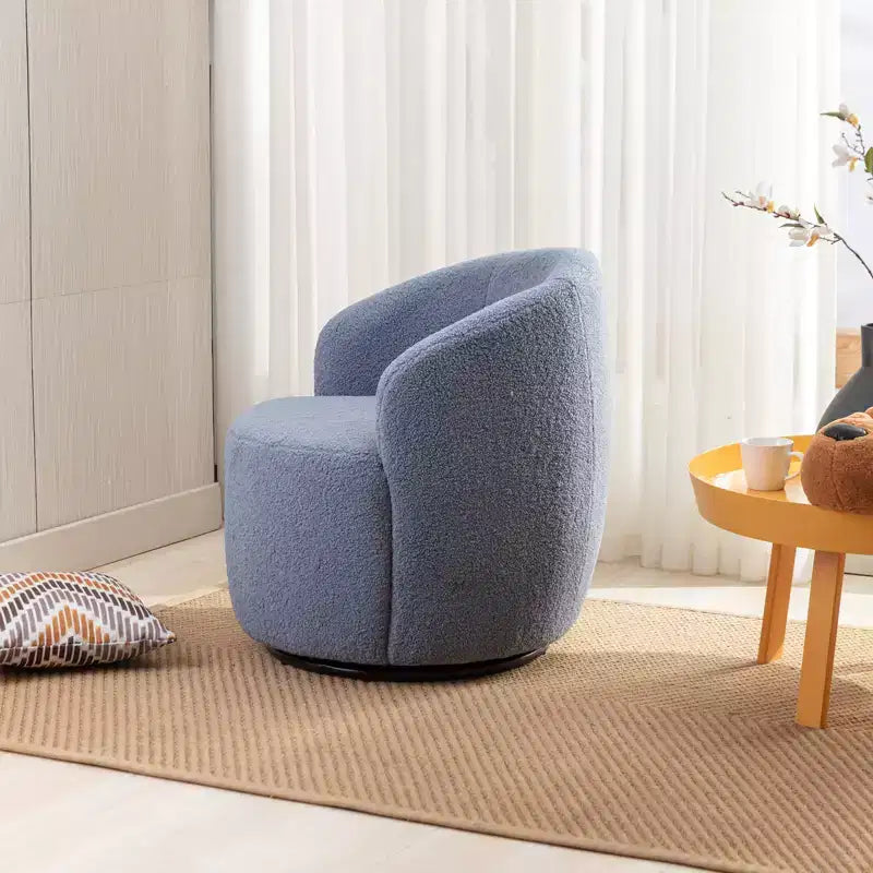 Fauteuil pivotant d'appoint en tissu avec anneau en métal thermolaqué noir