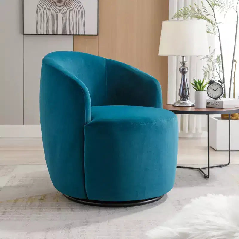 Fauteuil pivotant d'appoint en tissu avec anneau en métal thermolaqué noir