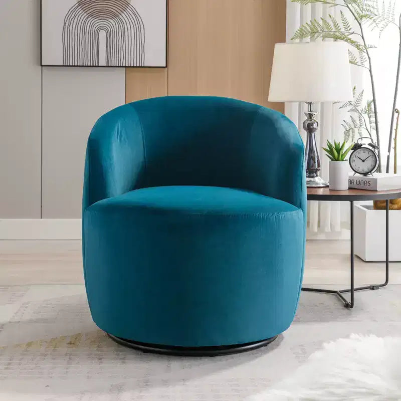 Fauteuil pivotant d'appoint en tissu avec anneau en métal thermolaqué noir