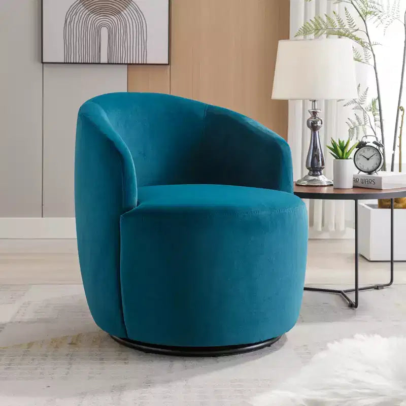 Fauteuil pivotant d'appoint en tissu avec anneau en métal thermolaqué noir