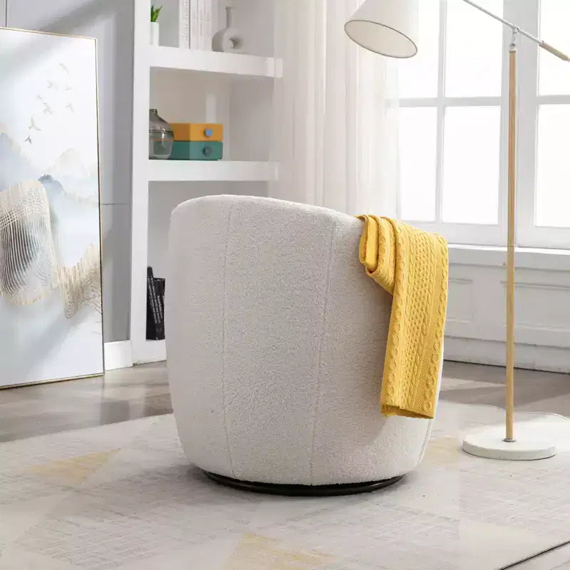 Fauteuil pivotant d'appoint en tissu avec anneau en métal thermolaqué noir