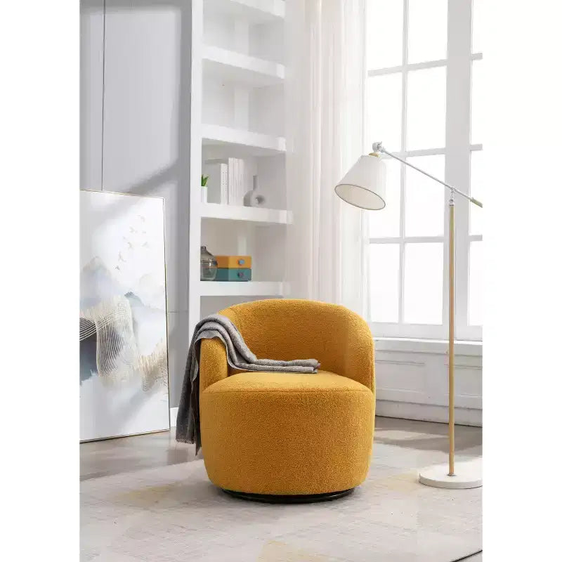 Fauteuil pivotant d'appoint en tissu avec anneau en métal thermolaqué noir
