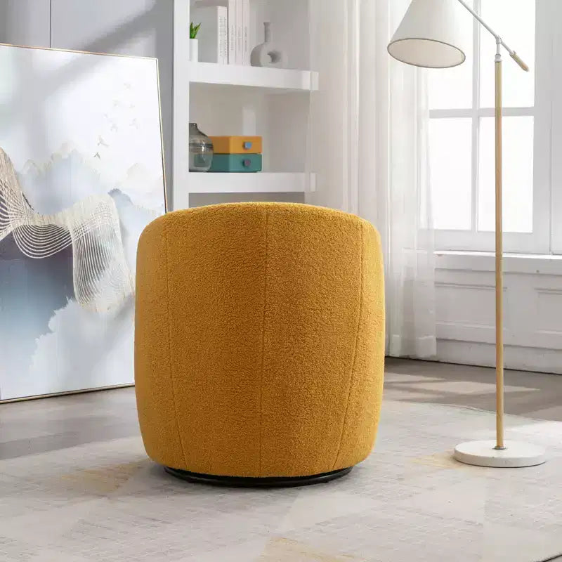 Fauteuil pivotant d'appoint en tissu avec anneau en métal thermolaqué noir