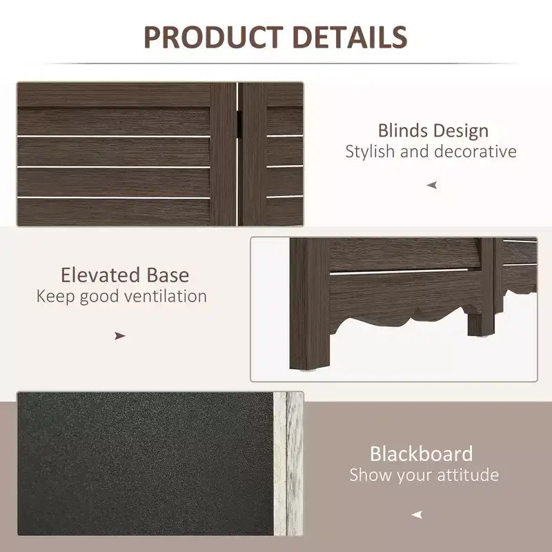 Paravent en bois avec tableau noir, paravent pliable à 4 panneaux pour bureau à domicile, 1,68 m
