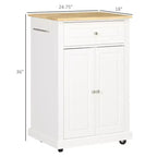 Chariot de cuisine roulant, table desserte portable avec tiroir, étagère réglable et 2 porte-serviettes