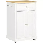 Rolling Kitchen Island Cart, Portable Serving Trolley Table with Drawer, Adjustable Shelf and 2 Towel Racks