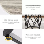 Table à manger ronde de 47 pouces pour 4 à 6 personnes, table de cuisine industrielle en bois avec base robuste pour salle à manger