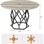 Table à manger ronde de 47 pouces pour 4 à 6 personnes, table de cuisine industrielle en bois avec base robuste pour salle à manger