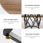 Table à manger ronde de 47 pouces pour 4 à 6 personnes, table de cuisine industrielle en bois avec base robuste pour salle à manger