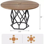 Table à manger ronde de 47 pouces pour 4 à 6 personnes, table de cuisine industrielle en bois avec base robuste pour salle à manger