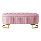 TUYOHW 59 Pouf de rangement en velours avec plateau capitonné, banc ottoman rembourré en bout de lit avec pieds en métal, pouf pour chambre à coucher, salon, entrée