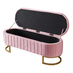 TUYOHW 59 Pouf de rangement en velours avec plateau capitonné, banc ottoman rembourré en bout de lit avec pieds en métal, pouf pour chambre à coucher, salon, entrée