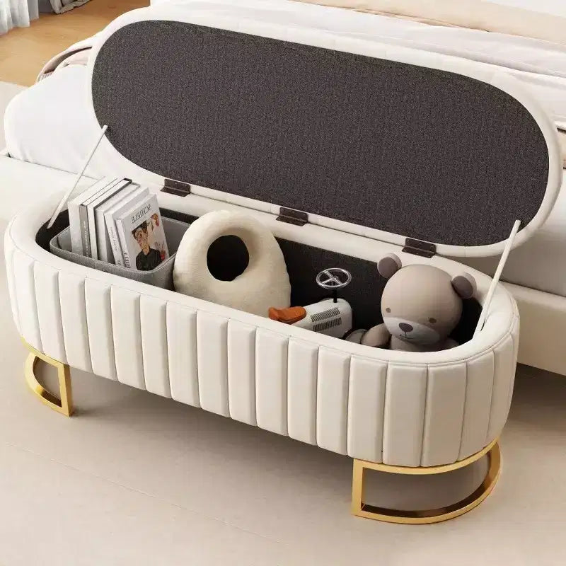 TUYOHW 59 Pouf de rangement en velours avec plateau capitonné, banc ottoman rembourré en bout de lit avec pieds en métal, pouf pour chambre à coucher, salon, entrée