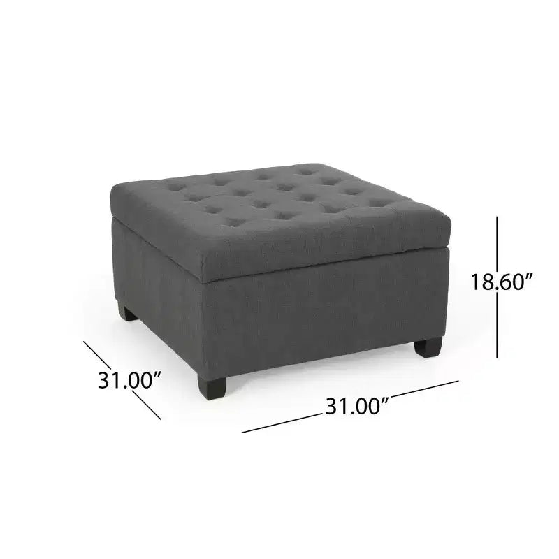 TUYOHW 31 Banc de rangement carré, banc ottoman de bout de lit avec couvercle capitonné, ottoman pour salon, entrée