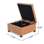 TUYOHW 31 Banc de rangement carré, banc ottoman de bout de lit avec couvercle capitonné, ottoman pour salon, entrée