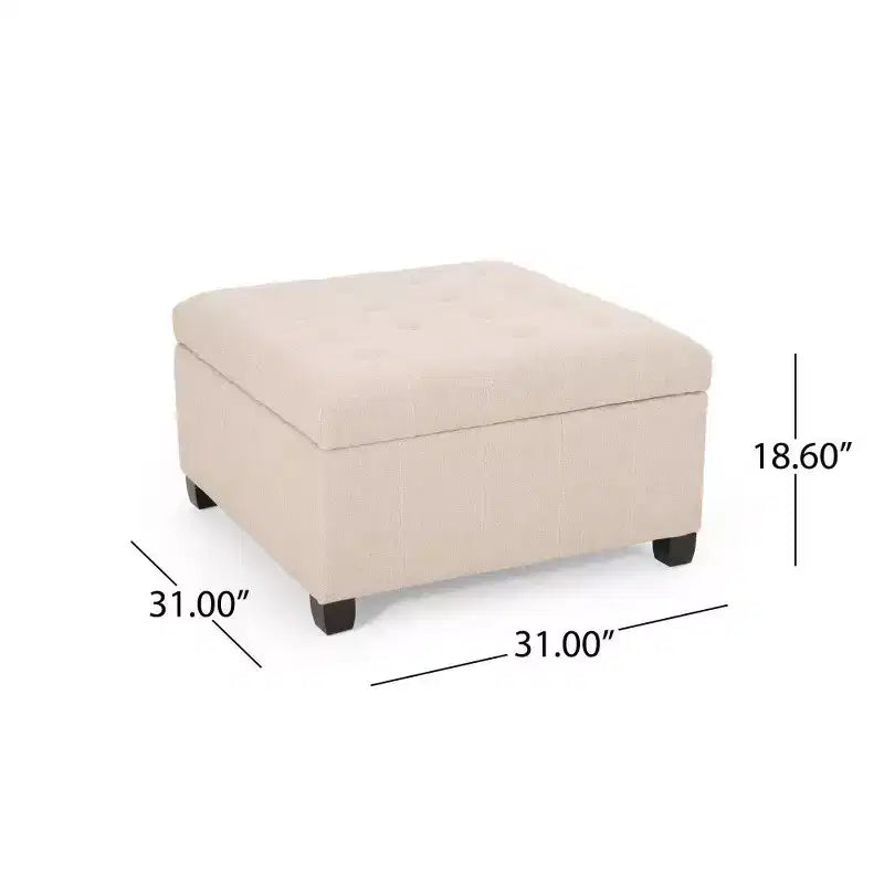 TUYOHW 31 Banc de rangement carré, banc ottoman de bout de lit avec couvercle capitonné, ottoman pour salon, entrée