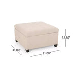TUYOHW 31 Banc de rangement carré, banc ottoman de bout de lit avec couvercle capitonné, ottoman pour salon, entrée