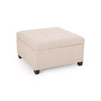TUYOHW 31 Banc de rangement carré, banc ottoman de bout de lit avec couvercle capitonné, ottoman pour salon, entrée