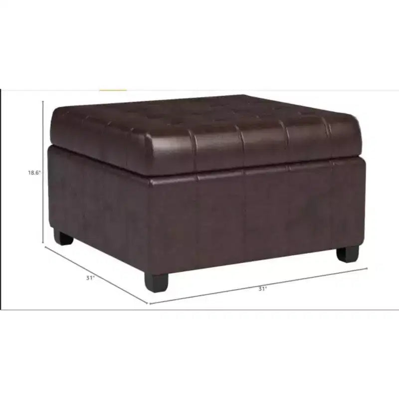 TUYOHW 31 Banc de rangement carré, banc ottoman de bout de lit avec couvercle capitonné, ottoman pour salon, entrée