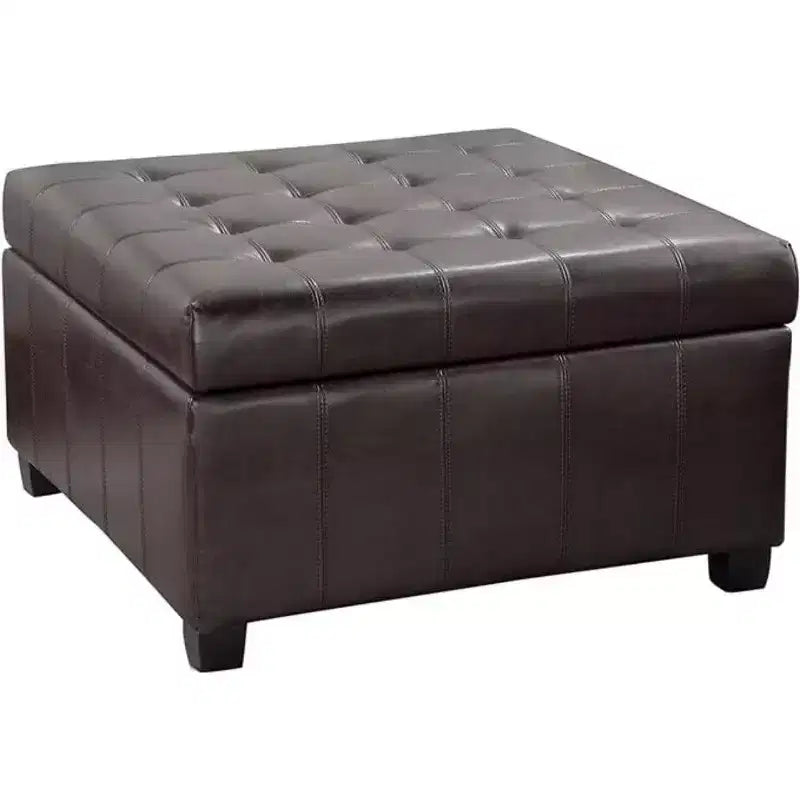 TUYOHW 31 Banc de rangement carré, banc ottoman de bout de lit avec couvercle capitonné, ottoman pour salon, entrée