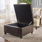 TUYOHW 31 Banc de rangement carré, banc ottoman de bout de lit avec couvercle capitonné, ottoman pour salon, entrée