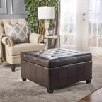 TUYOHW 31 Banc de rangement carré, banc ottoman de bout de lit avec couvercle capitonné, ottoman pour salon, entrée