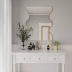 Miroir mural de salle de bain TUYOHW 30x35 pouces, miroir mural rectangulaire moderne avec 2 côtés ondulés pour salle de bain, chambre à coucher