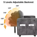 Canapé d'angle convertible Dyonery 105 avec lit gigogne, canapé-lit en U avec dossier inclinable/USB, assemblage sans outils, velours côtelé gris