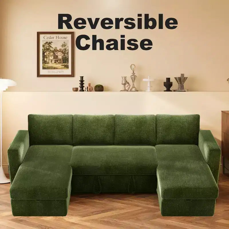 Canapé d'angle convertible Dyonery 105 avec lit gigogne, canapé-lit en U avec dossier inclinable/USB, assemblage sans outils, velours côtelé gris