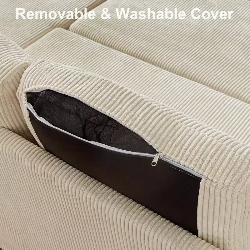 Canapé d'angle convertible Dyonery 105 avec lit gigogne, canapé-lit en U avec dossier inclinable/USB, assemblage sans outils, velours côtelé gris