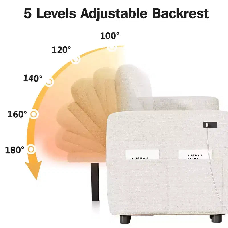 Canapé d'angle convertible Dyonery 105 avec lit gigogne, canapé-lit en U avec dossier inclinable/USB, assemblage sans outils, velours côtelé gris