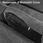 Canapé d'angle convertible Dyonery 105 avec lit gigogne, canapé-lit en U avec dossier inclinable/USB, assemblage sans outils, velours côtelé gris