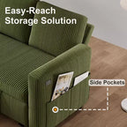 Canapé d'angle convertible Dyonery 105 avec lit gigogne, canapé-lit en U avec dossier inclinable/USB, assemblage sans outils, velours côtelé gris