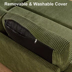 Canapé d'angle convertible Dyonery 105 avec lit gigogne, canapé-lit en U avec dossier inclinable/USB, assemblage sans outils, velours côtelé gris