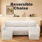 Canapé d'angle convertible Dyonery 105 avec lit gigogne, canapé-lit en U avec dossier inclinable/USB, assemblage sans outils, velours côtelé gris