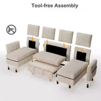 Canapé d'angle convertible Dyonery 105 avec lit gigogne, canapé-lit en U avec dossier inclinable/USB, assemblage sans outils, velours côtelé gris