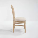 Lot de 2 chaises de salle à manger rustiques françaises rembourrées avec dossier rond en rotin, chaises de cuisine sans accoudoirs en bois massif de style ferme pour salle à manger - Panipeachy