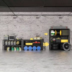 Étagère de garage métallique robuste à 4 niveaux de 101,6 cm de largeur x 48,26 cm de profondeur x 152,4 cm de hauteur, charge de 997,9 kg, noire, étagères de rangement industrielles réglables