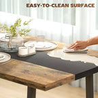 Table de cuisine industrielle pour 8 personnes, table de salle à manger de 180 cm de long avec grand plateau et pieds en acier pour salle à manger