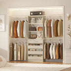 Besiost 8FT Closet Organizer System with 4 Wooden Drawers & Hanging Rods