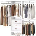 Système d'organisation de placard Besiost 5FT avec tiroirs en tissu, penderie de placard avec tringles de suspension