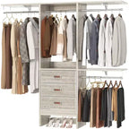 Système d'organisation de placard Besiost 5FT avec tiroirs en tissu, penderie de placard avec tringles de suspension