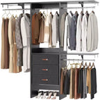 Système d'organisation de placard Besiost 5FT avec tiroirs en tissu, penderie de placard avec tringles de suspension