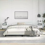 Bed Frame White Faux leather, plywood, engineered wood King