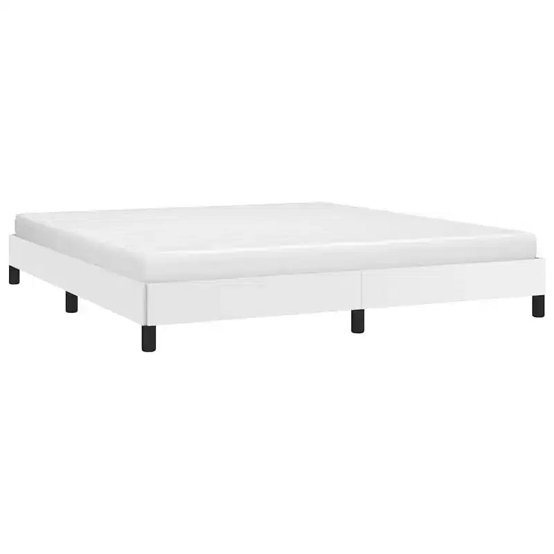 Cadre de lit Cuir synthétique blanc, contreplaqué, bois manufacturé King