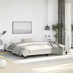 Cadre de lit Cuir synthétique blanc, contreplaqué, bois manufacturé King