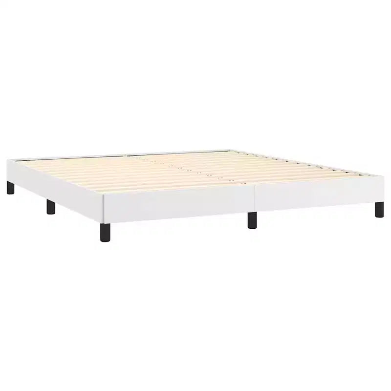 Cadre de lit Cuir synthétique blanc, contreplaqué, bois manufacturé King