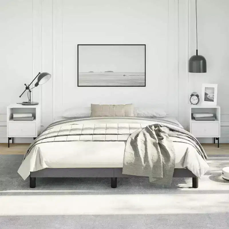 Cadre de lit gris foncé 100 % polyester, contreplaqué, bois composite Grand lit