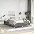 Bed Frame Dark Grey Fabric, Plywood, Engineered Wood Full